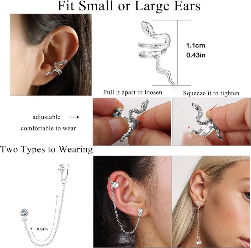 Jstyle Ear Cuff Earrings for Women Cuff Chain Earring Clip On Helix Cartilage Wrap Cuff Earring Non Pierced Adjustable - Image 4